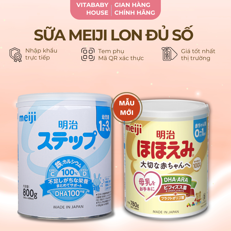 [DATE MỚI NHẤT] Sữa bột Meiji nội địa nhật Nhật cung cấp 15 loại dưỡng chất bổ sung sắt và canxi cho bé combo đủ loại