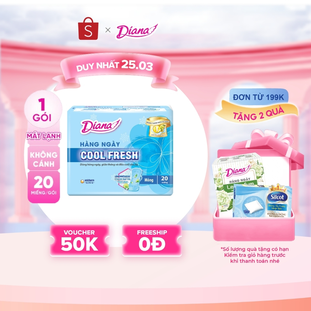 Băng vệ sinh Diana hàng ngày Sensi Cool Fresh 20 miếng/gói