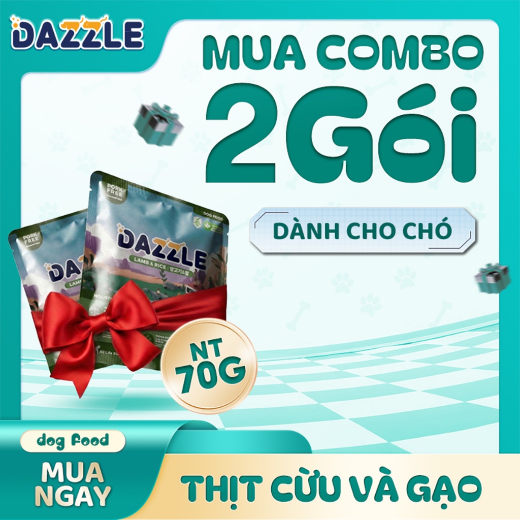[COMBO 2 GÓI 70G] Dazzle - Pet food Hạt Cho Chó Dazzle Vị Cừu & Gạo Thức Ăn