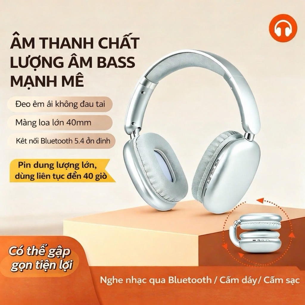 Tai Nghe Không Dây Chụp Tai,Headphone Bluetooth 5.4 Chống Ồn,Pin Trâu,Âm Thanh Cực Mượt P10 Promax | BigBuy360 - bigbuy360.vn
