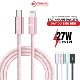 Dây sạc nhanh 20W C to L Basefast Cáp 27W bọc dù siêu bền dài 1m 2m dùng cho xs max 14 13 12 11 pro