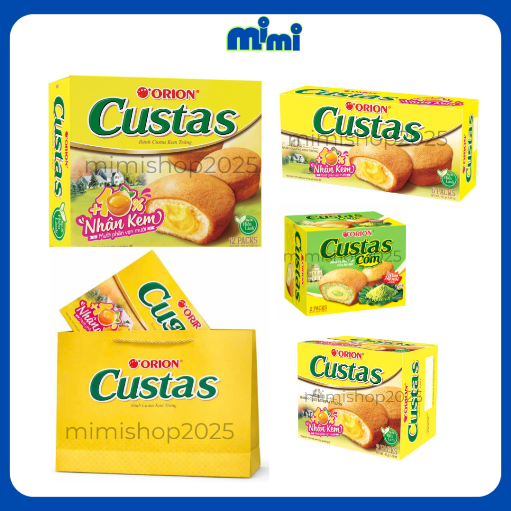 Bánh Bông Lan Custas Orion Nhân Kem Trứng Và Kem Cốm
