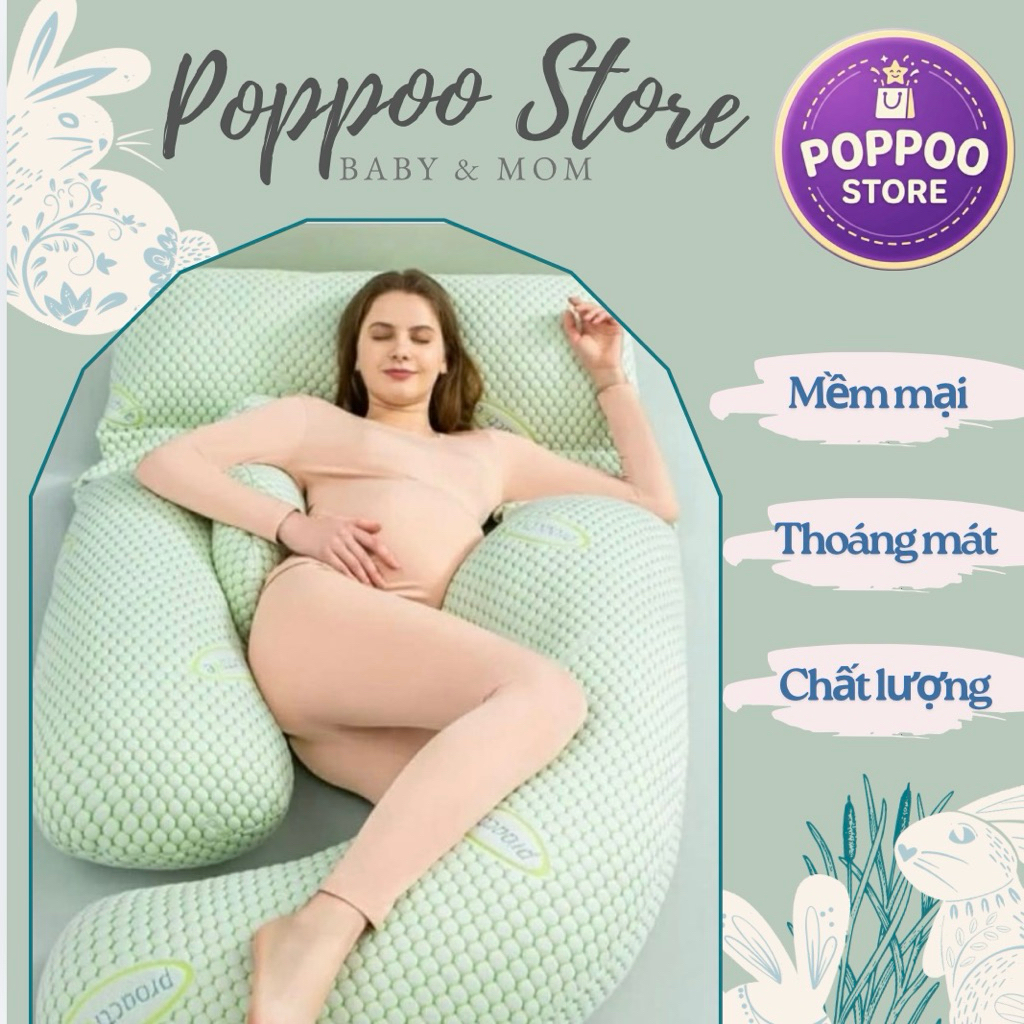 Gối bầu chữ G, chữ H vải matxa nâng đỡ toàn thân giúp mẹ bầu ngủ ngon sâu giấc tặng kèm gối phụ