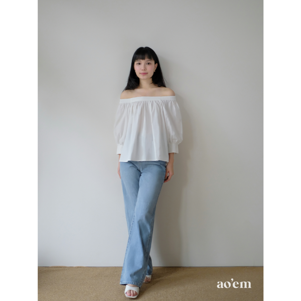 AO'EM STUDIOS | Kaily Top - Áo Trễ Vai Dáng Rộng Vải Cotton Hàn