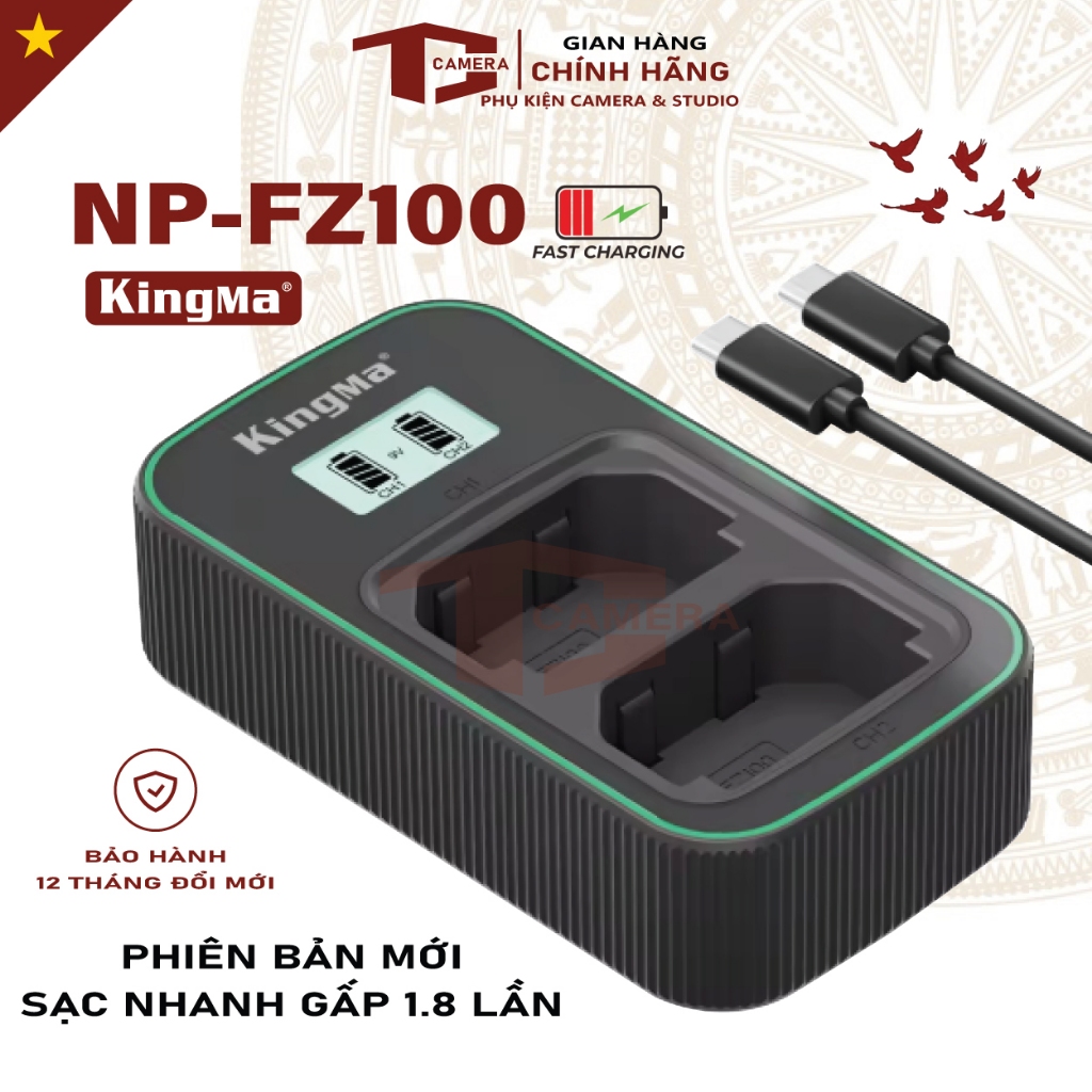 Đock Sạc Nhanh 9V-2A KingMa Mã NP-FZ100 . Sạc Pin Máy Ảnh Sony NP-FZ100 . Sạc Nhanh Gấp 1.8 Lần