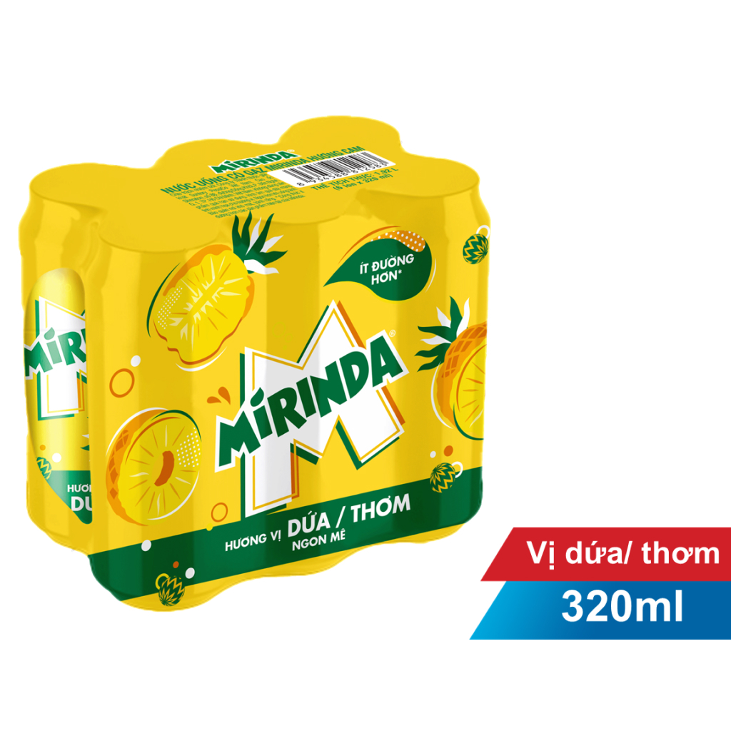 [ HSD 20/05/26 ] - Lốc 6 Lon - Nước Ngọt Có Ga Mirinda Hương Vị Dứa 320ml