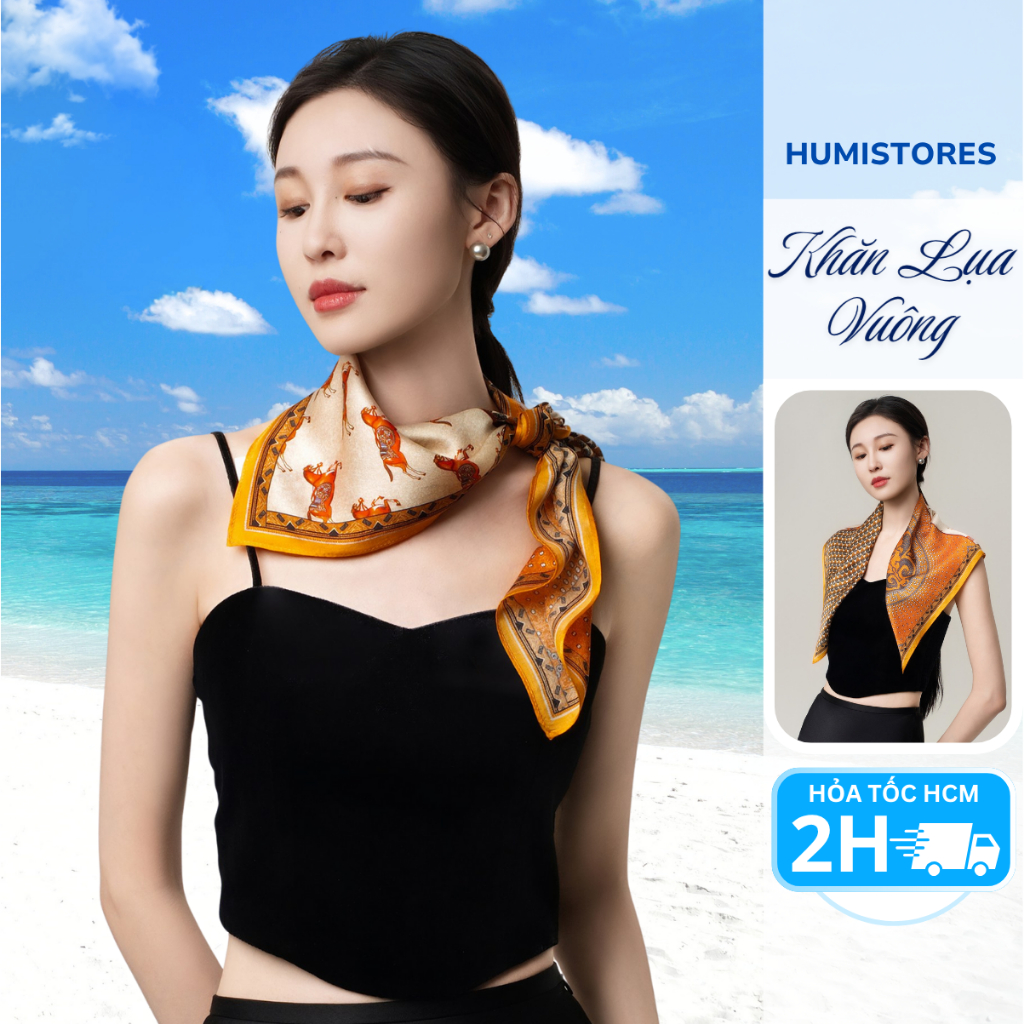 Khăn Lụa Vuông Bandana 70x70cm Đa Năng Quàng Cổ Vai, Thắt Nơ, Trùm Đầu, Buộc Tóc Thời Trang Du Lịch
