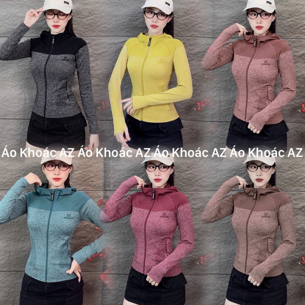 Áo Khoác Thể Thao Nữ Form Lỡ Ôm Body Vải Thun Dệt Kim Quảng Châu [DK-N26]. Áo Khoác Nữ Tập Gy