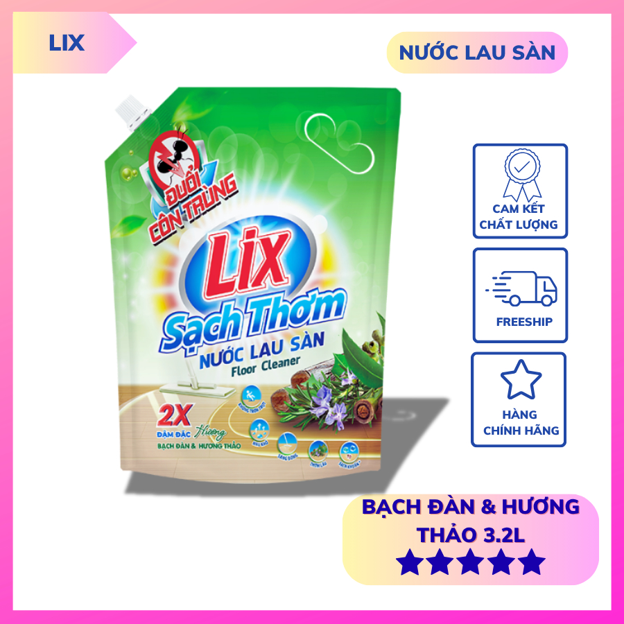 Túi Nước Lau Sàn Lix Sạch Thơm 3,2L Hương Bạch Đàn - Lixco Việt Nam