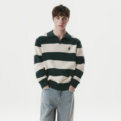 Áo Len WHO.A.U Steve Stripe Open Collar Pullover_WHKAG2333U