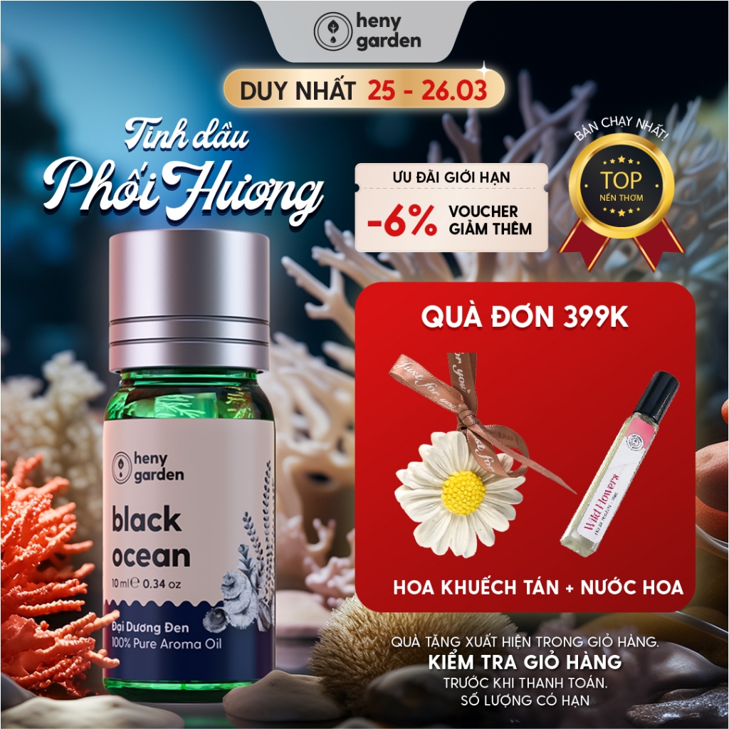 Tinh Dầu Nước Hoa Thơm Xông Phòng 3 Tầng Hương HENY GARDEN Sang Trọng, Giúp Thư Giãn, Làm Nến Thơm