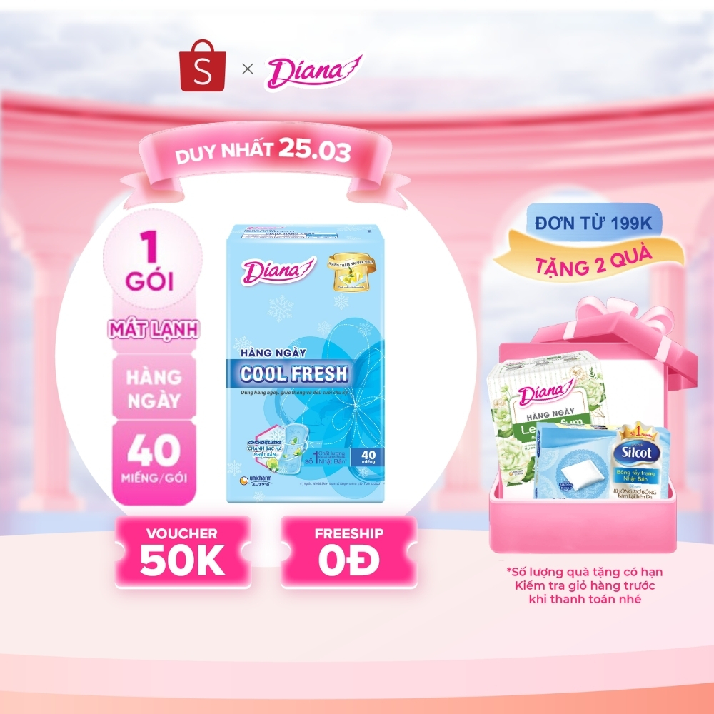 Băng vệ sinh Diana hàng ngày Sensi Cool Fresh 40 miếng/gói