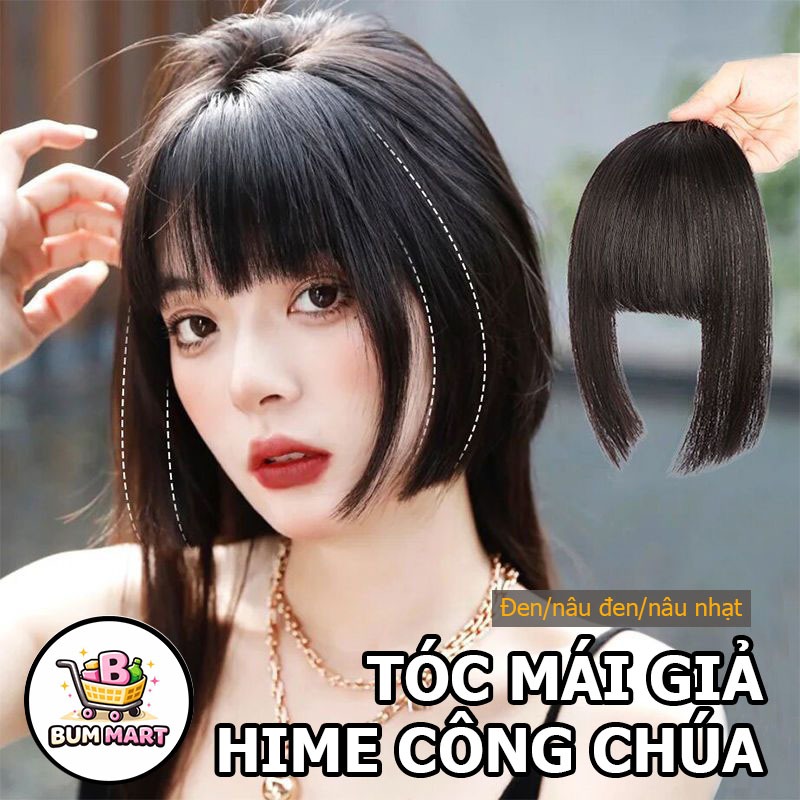 Tóc Mái Giả Hime Nhật Bản Có Kẹp 3 Màu Dễ Dùng, Mái Ngang Hime Công Chúa Che Trán Cao Xinh Tự Nhiên