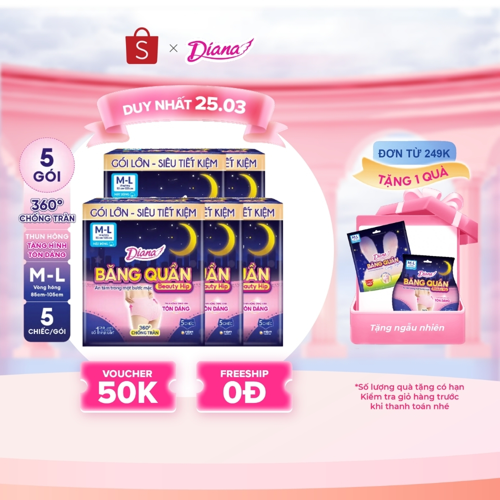 [V] Diana Băng Quần Beauty Hip size S-M & M-L & L-XL (5 chiếc/gói)