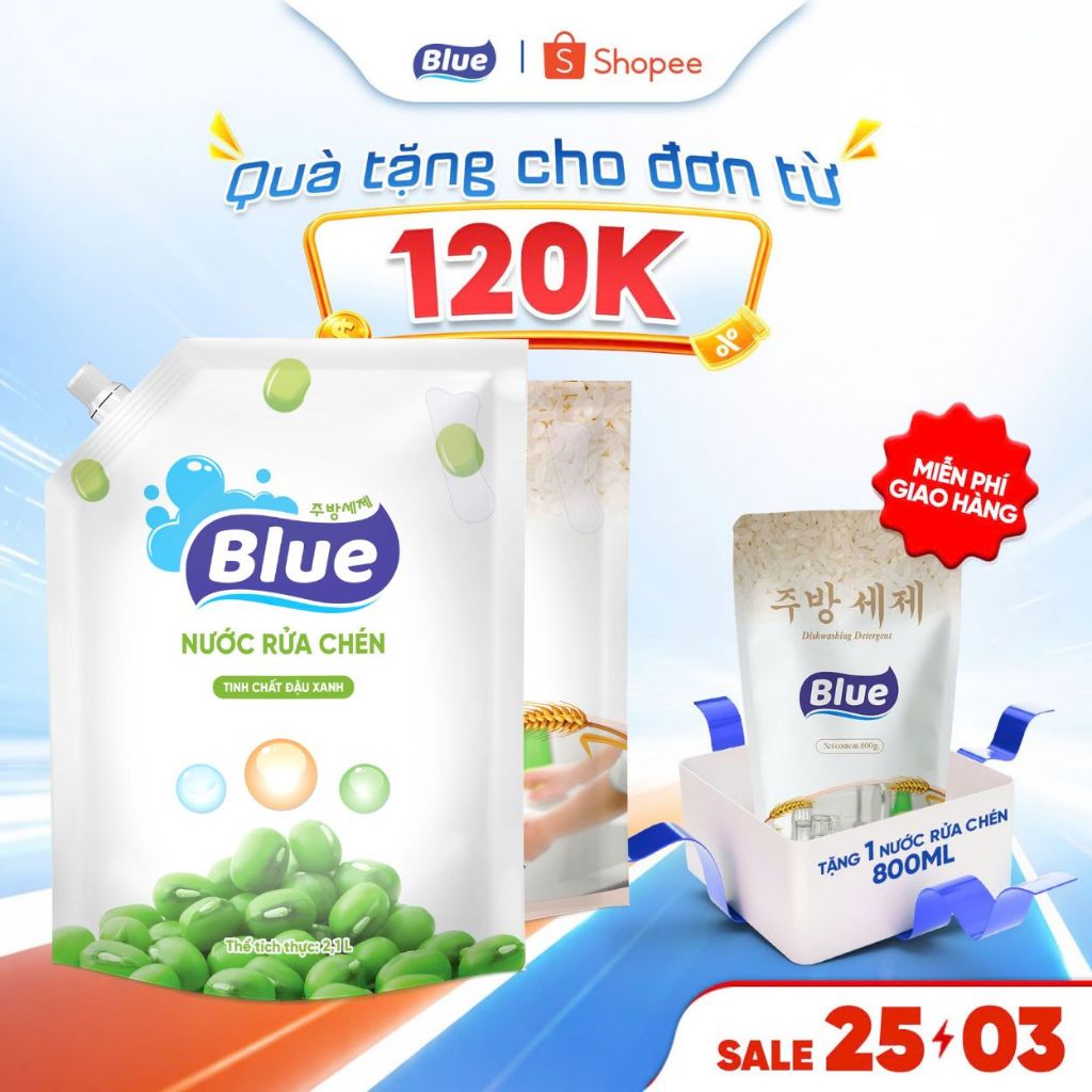 Nước Rửa Chén Blue Hàn Quốc, An Toàn Cho Da Tay, Loại Bỏ Dầu Mỡ, Làm Sạch Các Vết Bẩn Cứng Đầu