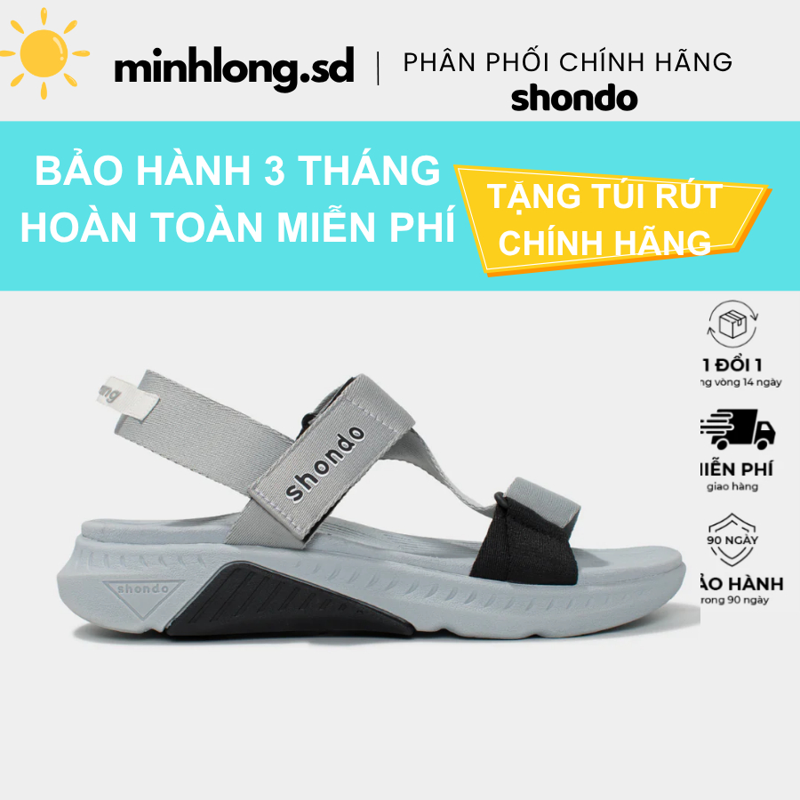 Giày Sandals Nam Nữ Shondo F7 Racing Xám Phối Đen F7R1020