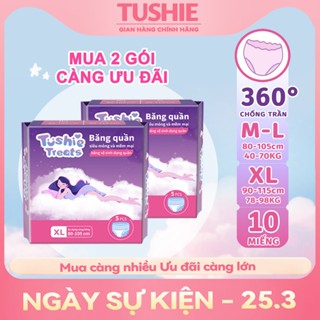 [CHE TÊN] Combo 10 miếng băng vệ sinh dạng quần Tushie Treats size M-2XL, Quần bvs mềm mịn, không cộm, không lộ viền
