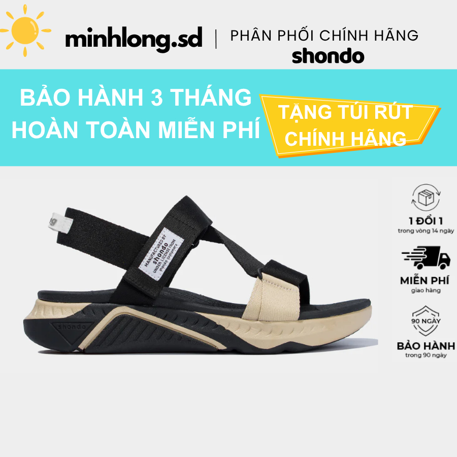 Giày Sandal Nam Nữ SHONDO F7 Racing Màu Đen Be F7R1125