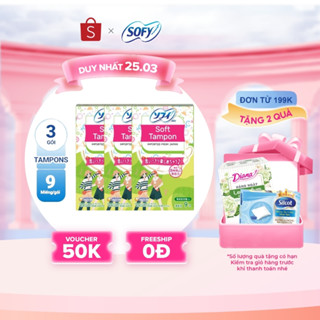 Bộ 3 Băng vệ sinh siêu thấm Sofy Soft Tampon Super/ Regular Tampon/ Superplus Tampon (Hàng nhập khẩu)