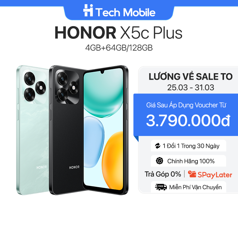 [NEW] Điện Thoại X5c Plus 4GB + 64/128GB | Pin 5260mAh | Media Tek Helio G81 | Bảo hành 18 Tháng