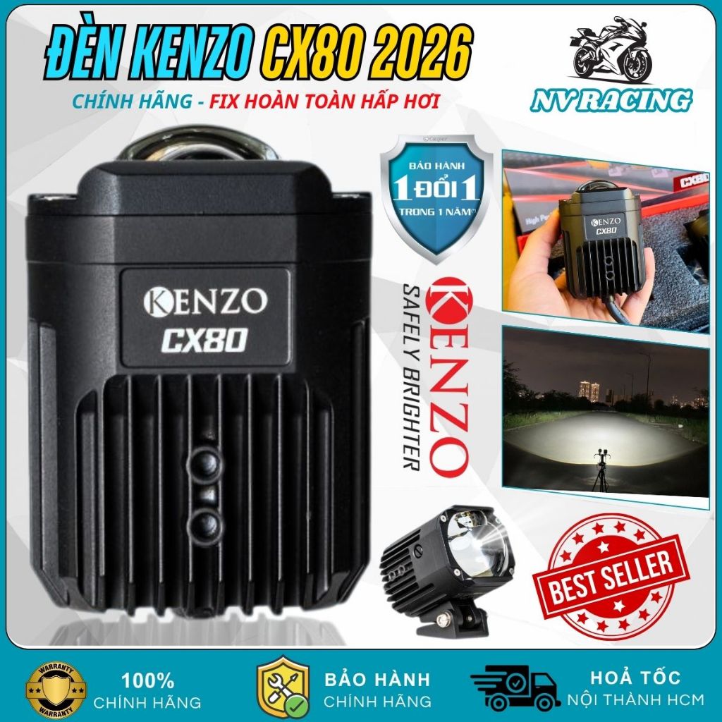 Kenzo CX80 2026 Đèn Bi Cầu Trợ Sáng Kenzo CX80 2026 70W Có Fan Tản Nhiệt Fix Hấp Hơi Nước - BH 1 Năm