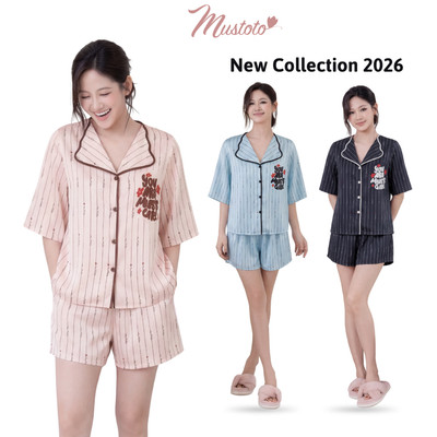 MUSTOTO Bộ Đồ Mặc Nhà Nữ Lụa Pijama Tay Lỡ Quần Ngắn Mát Mịn Xuân Hè (MB62)