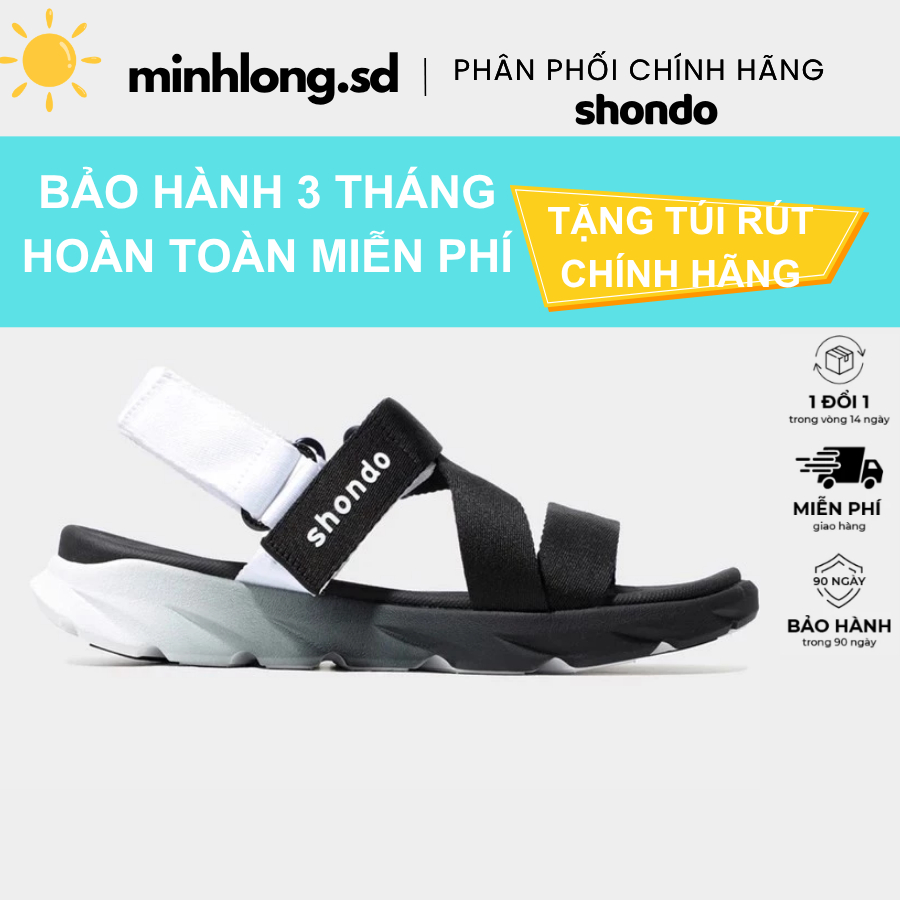 Giày Sandals Shondo F6 Sport ombre đế 2 màu đen trắng F6S0110