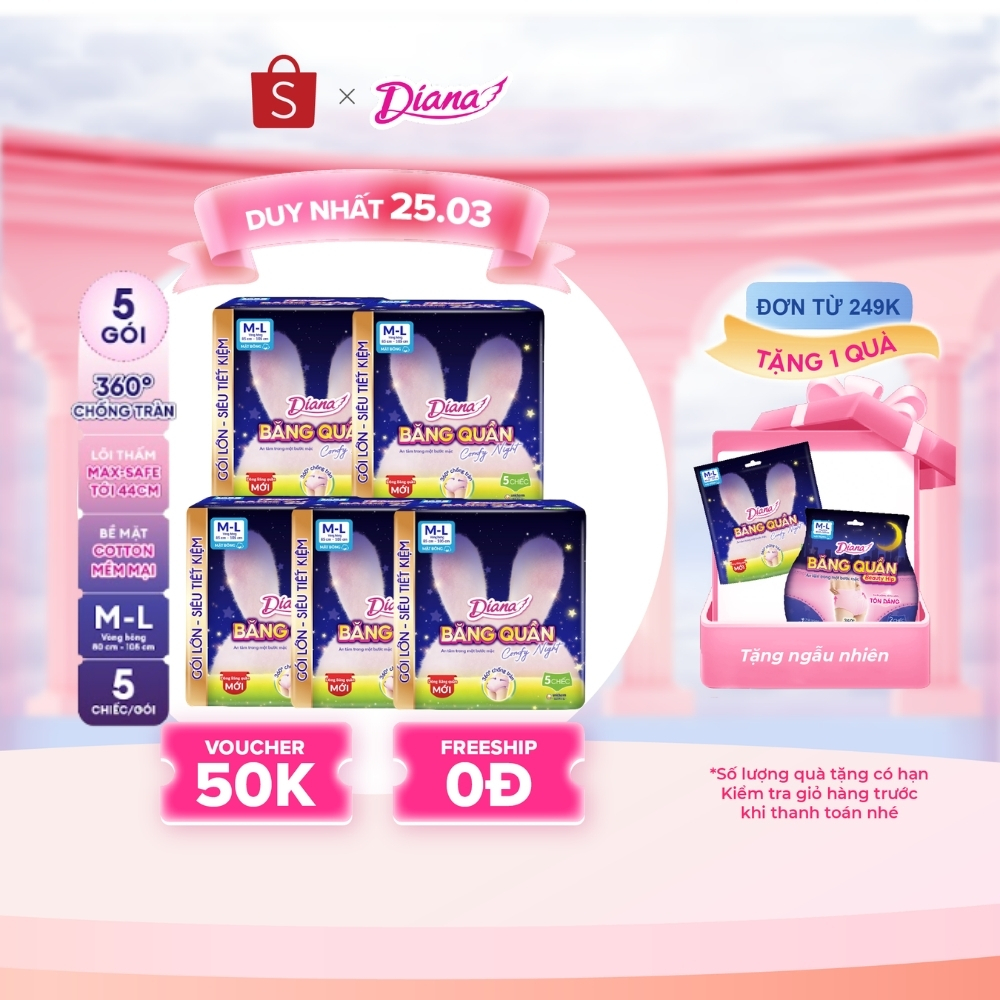 [V] Diana Băng Quần Comfy Night size S-M & M-L & L-XL (5 chiếc/gói)