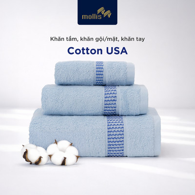 Khăn Mollis STAR COTTON bông nhập Mỹ, siêu thấm hút, thiết kế độc quyền, tắm gội chăm da chuẩn skincare B847,FC03
