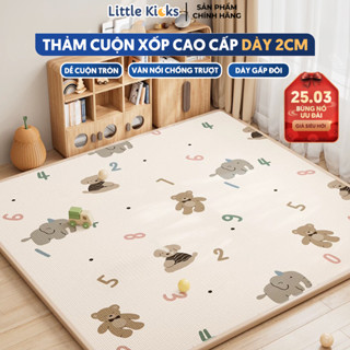 Thảm Xốp Cho Bé XPE Tập Bò Họa Tiết 2 Mặt Little Kicks, Thảm Cuộn Cao Cấp An Toàn Cho Bé Dày 2cm