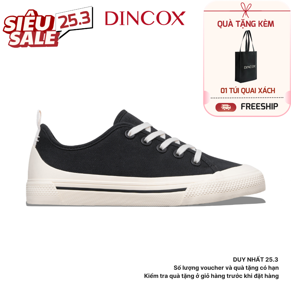 Giày Sneaker Vải Canvas Unisex Chính Hãng DINCOX C20 Black Sang Trọng Tinh Tế Đơn Giản