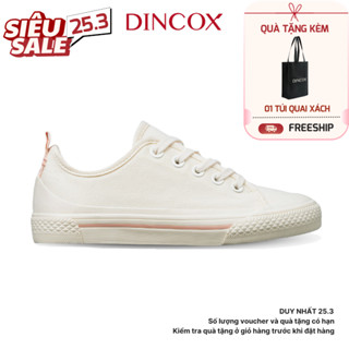 Giày Sneaker Nữ Vải Canvas DINCOX C20 Off/White Giày Thể Thao Nữ Đế Bằng