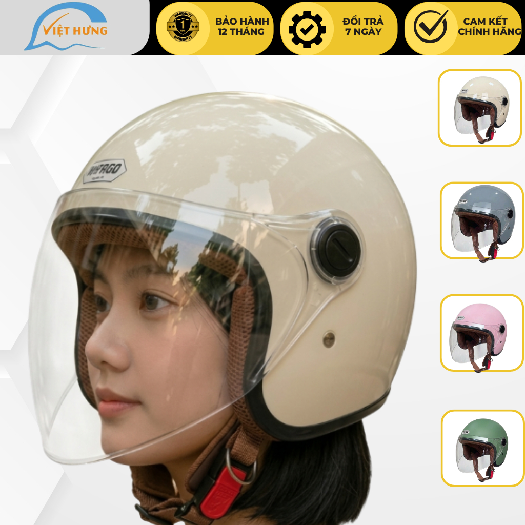 Mũ bảo hiêm trùm đầu kính chống lóa Nón bảo hiểm 3/4 nam nữ hàng chính hãng ANFAGO HELMETS 818 kính 