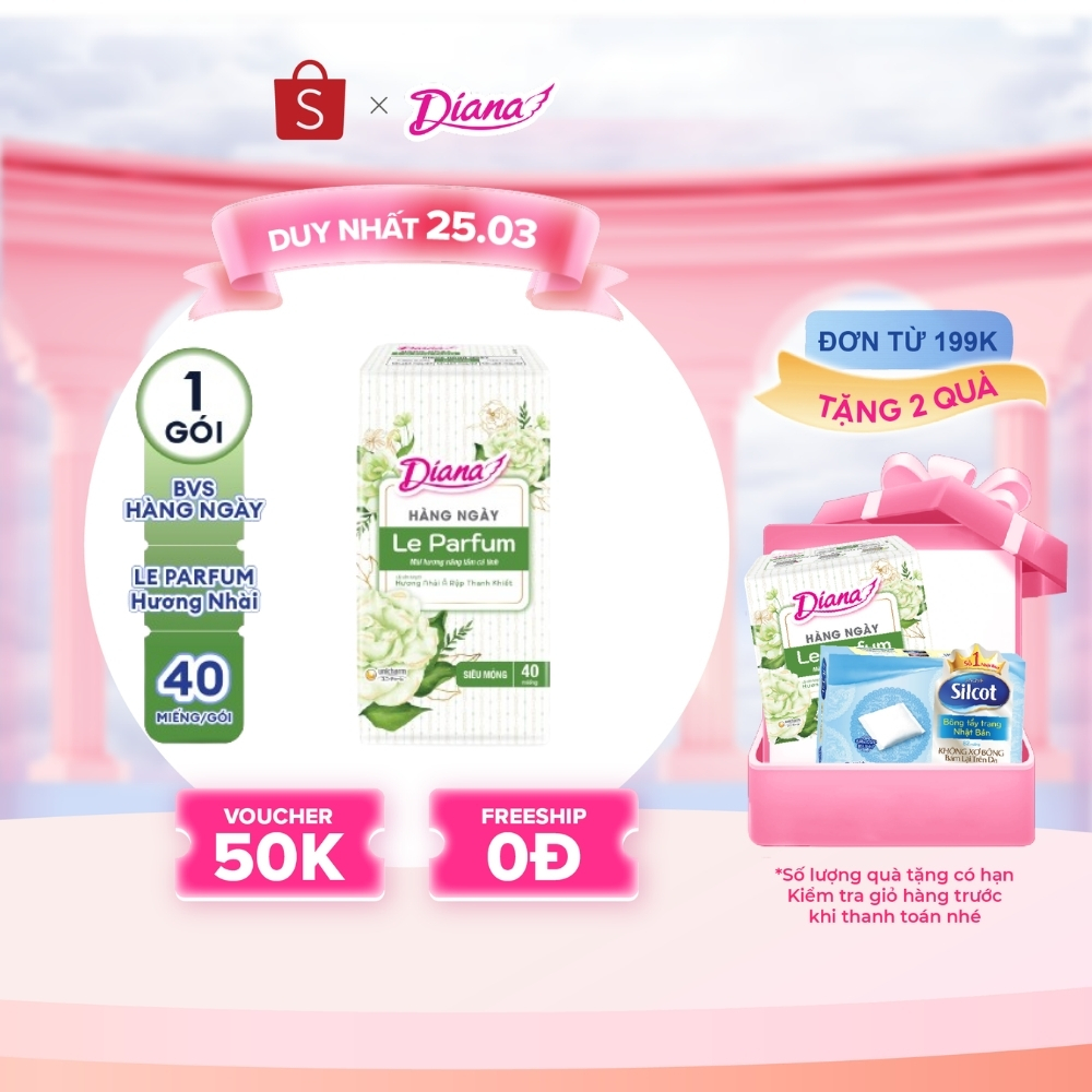 [MỚI RA MẮT] Băng vệ sinh Diana hằng ngày Le Parfum hương nhài Ả Rập thanh khiết 40 miếng