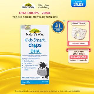 DHA Drop Nature's Way, Siro Thông Minh Cho Trẻ Nhỏ, DHA Tinh Khiết, Dạng Giọt Giúp Tăng IQ - Chai 20ml.