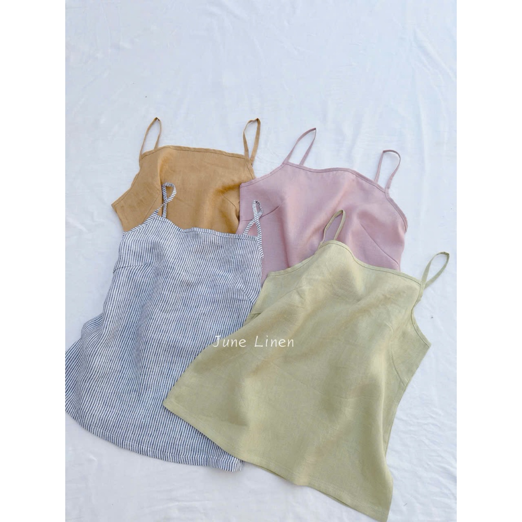 Áo 2 dây Linen tưng premium washed có tăng đơ. JUNE LINEN.A36