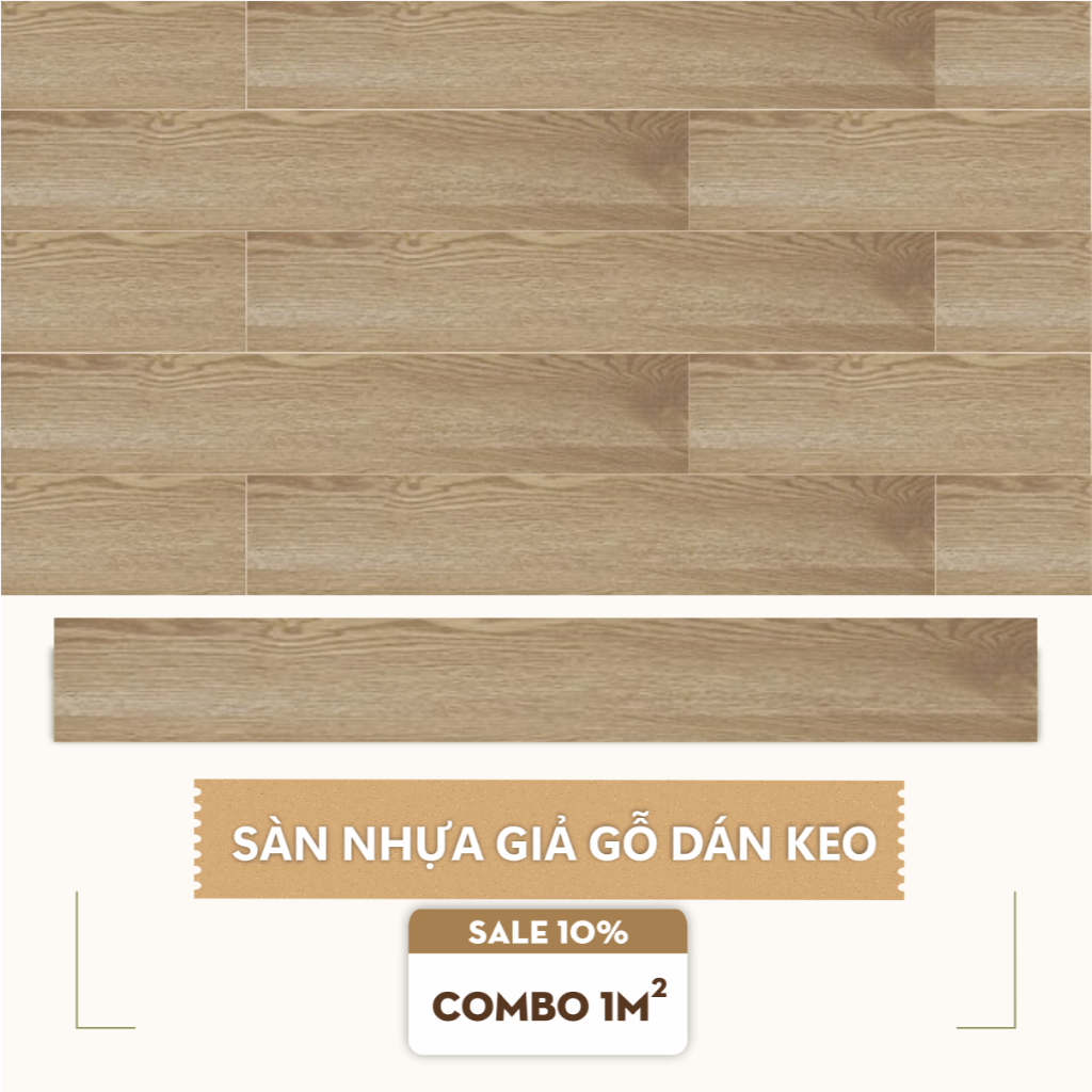 Sàn Nhựa Giả Gỗ Dán Keo LOHO - COMBO 1m² (7 tấm) | Loại bóc dán, sẵn keo 91.44 x15.44 cm