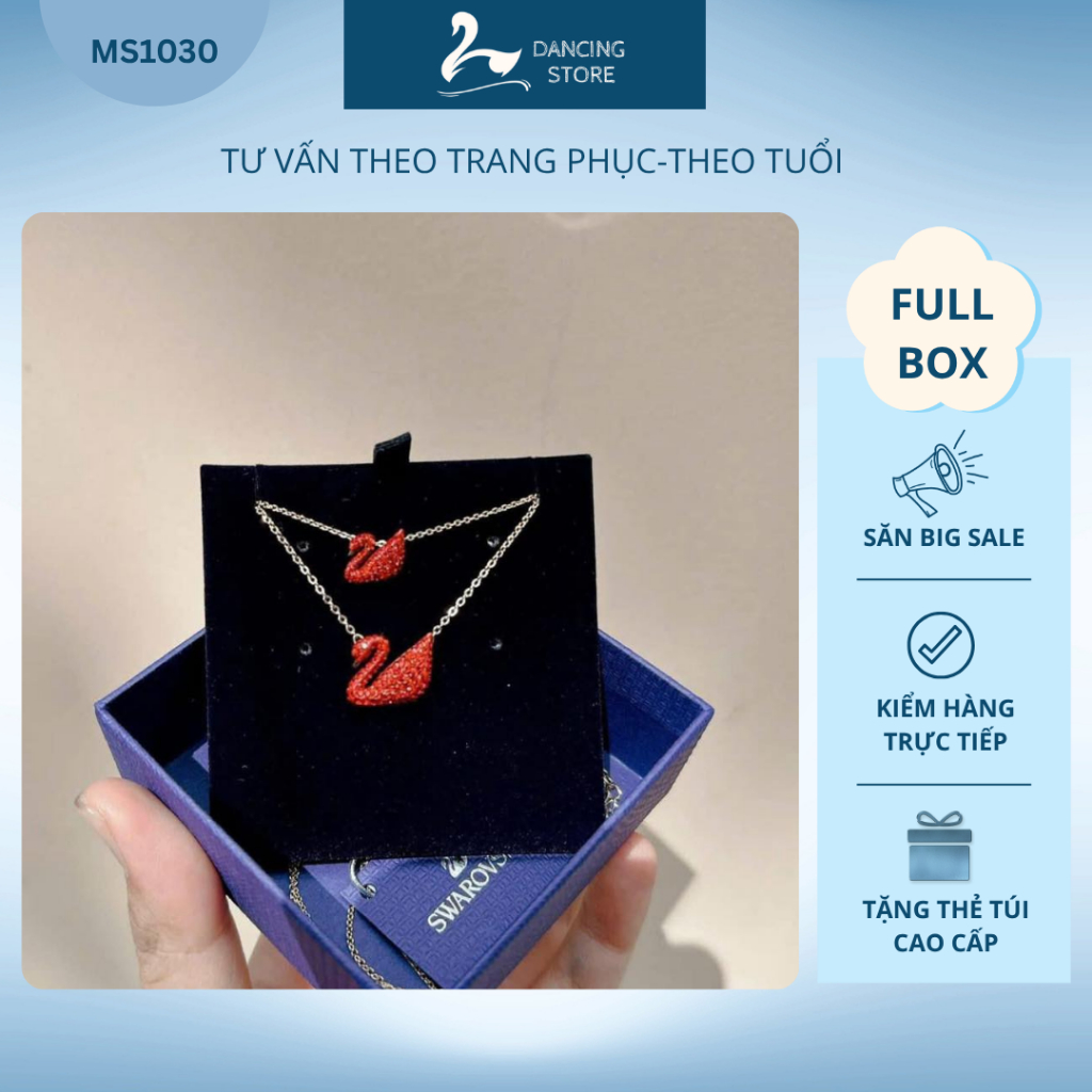 Vòng cổ Nữ Iconic Swan Đá đỏ  Cao cấp  Dancing Store Fullbox