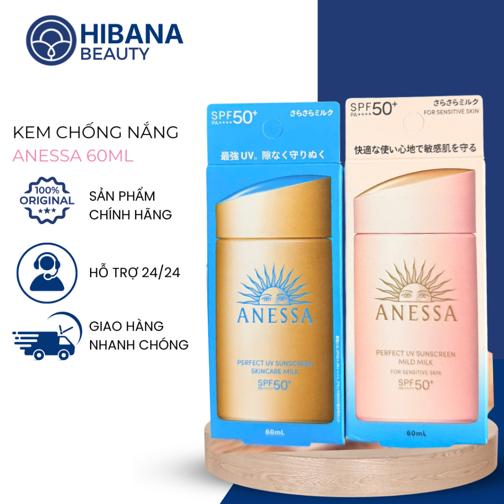 Sữa Chống Nắng Anessa Perfect UV Sunscreen Mild Milk & Skincare Milk 60ml