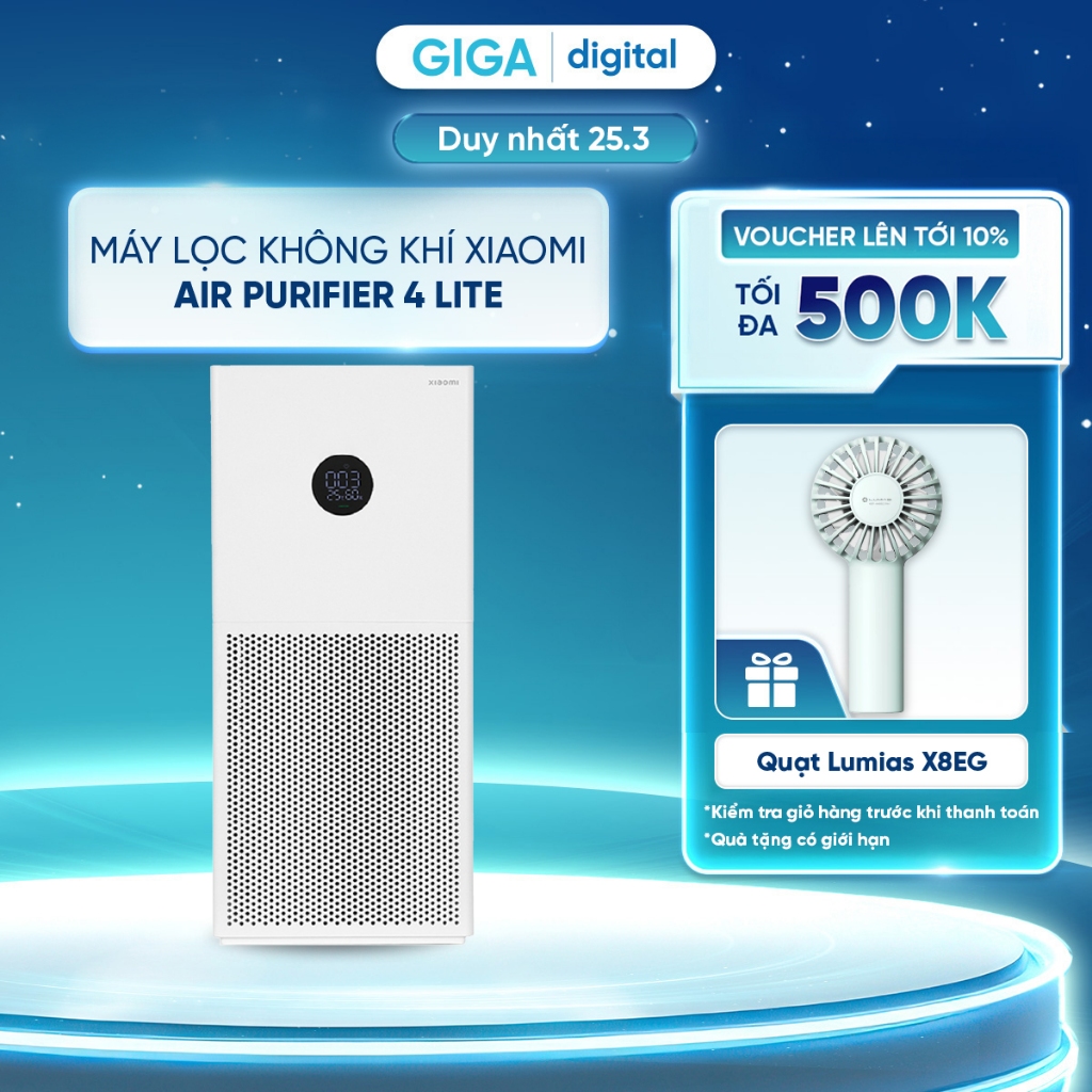 Máy lọc không khí Xiaomi 4 Lite - Bản quốc tế - Lọc bụi mịn, phấn hoa... hiệu quả