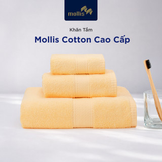 Khăn tắm mollis cotton 70x150cm khăn cao cấp mềm mịn thấm hút không ra màu không xù đồ lông gia đình spa khách sạn b865