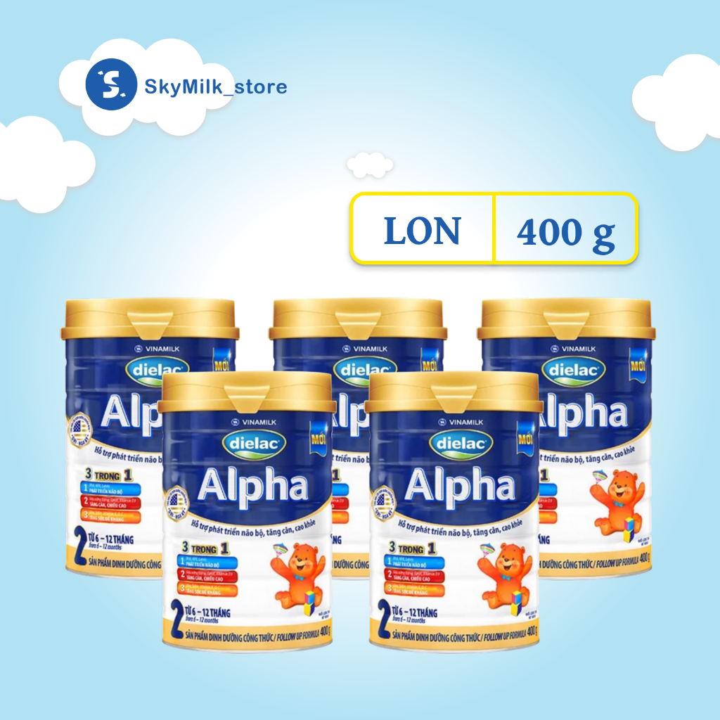 Sữa bột trẻ em Dielac Alpha 2 (6-12 tháng) Lon 400g - Sữa bột Dielac Alpha - Sữa bột Vinamilk