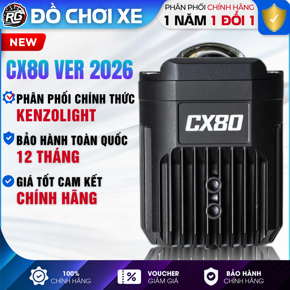 [BH 12 Tháng] KENZO CX80 V5 2026 - Đèn Trợ Sáng Bi Cầu CX80 Ver 5 70W Chống Nước, Ánh Sáng Mạnh