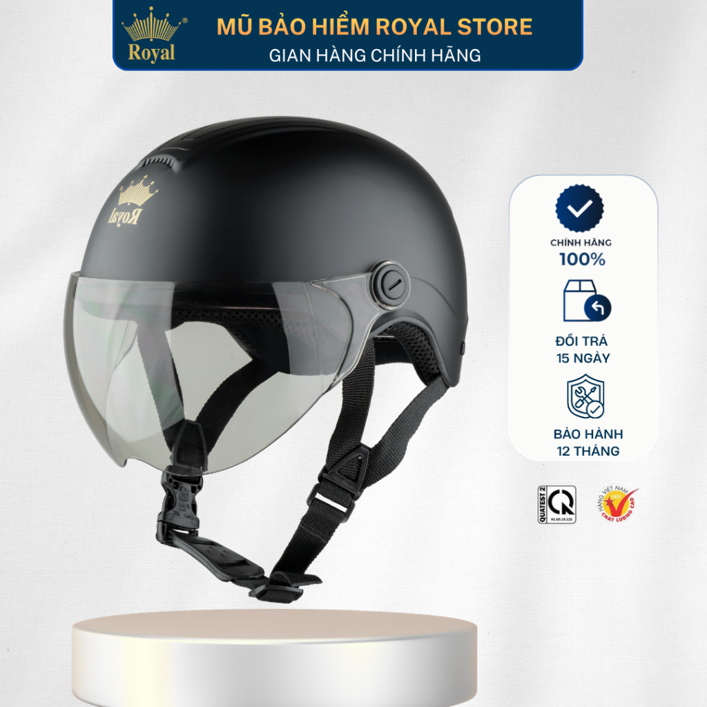 Royal M103K Mũ Bảo Hiểm Chính Hãng Royal Có Kính Hợp Nam Nữ, Nón Bảo Hiểm Royal Gọn Nhẹ Bảo Hành 12 