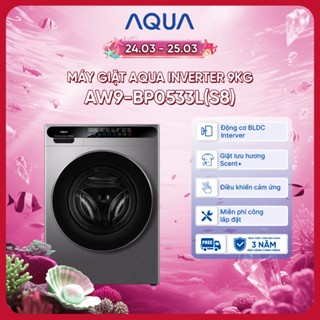 [SẢN PHẨM MỚI] Máy giặt cửa trước AQUA Inverter 9kg AW9-BP0533L(S8) - Bảo hành 2 năm - Freeship toàn quốc