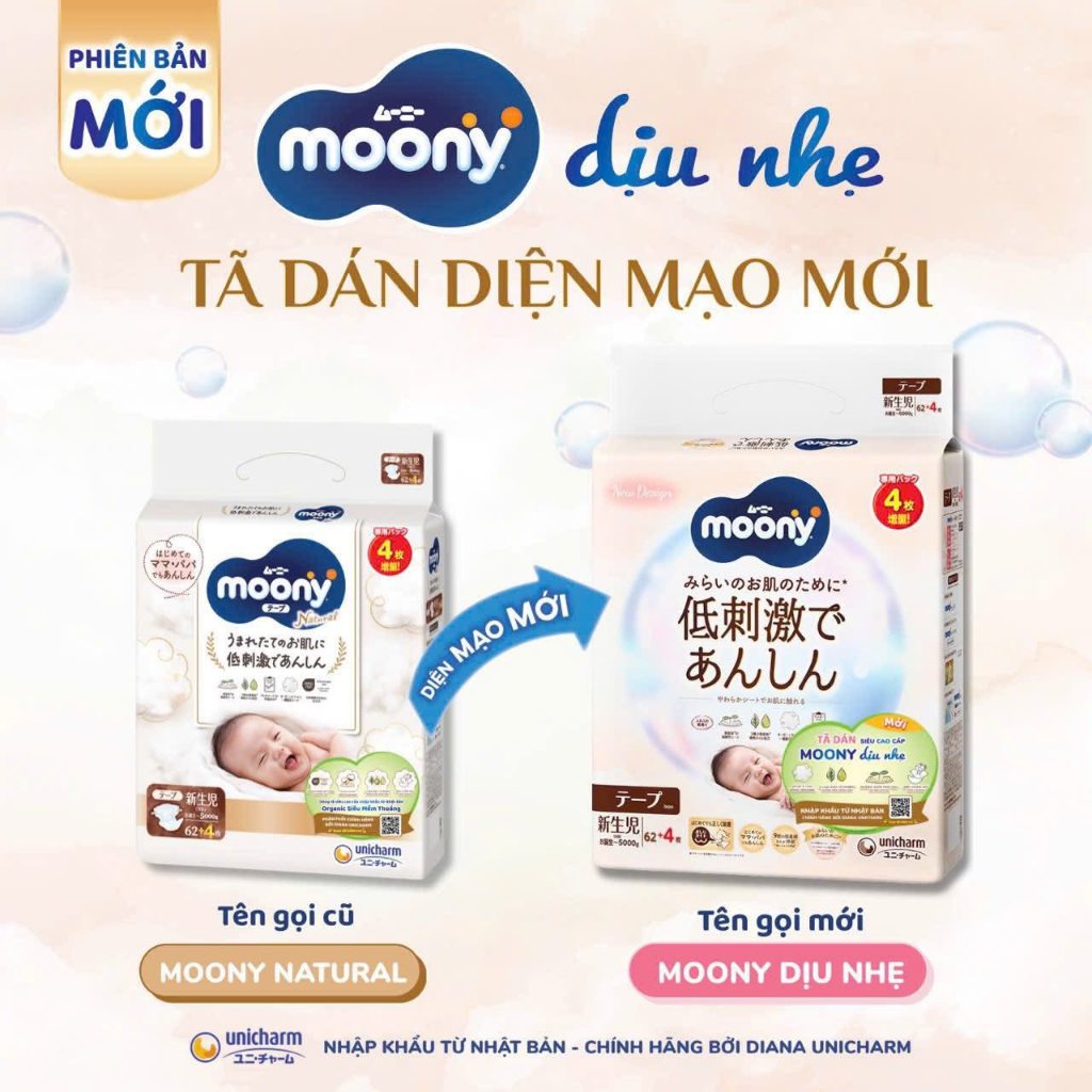 Bỉm Moony Dịu Nhẹ, Moony trắng, Moony Natural. Bỉm dán, bỉm quần siêu cao cấp cho Bé.