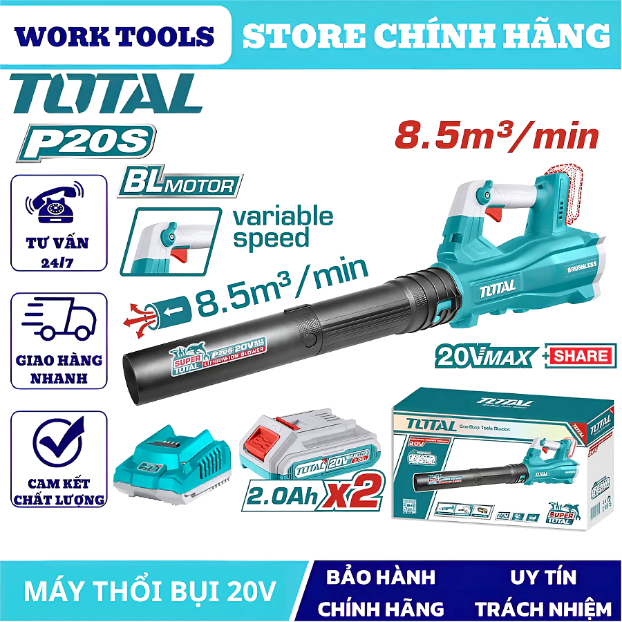 TOTAL Máy thổi bụi dùng pin 20V TABLI20428