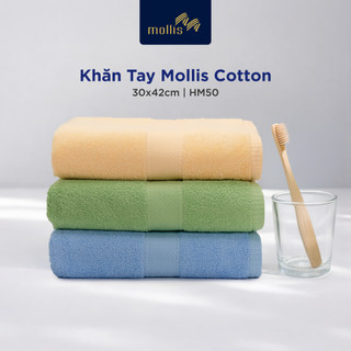Khăn tay mollis cotton 30x42cm khăn cao cấp mềm mịn thấm hút không ra màu không xù đồ lông gia đình spa khách sạn hm50