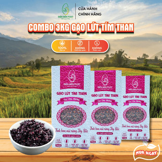 Gạo Lứt Tím Than Điện Biên Combo 3kg ( 3 túi 1kg hút chân không )