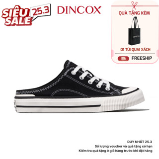 Giày Sục Đạp Gót Mules Vải Sneaker Unisex Tăng Chiều Cao 4cm DINCOX E10 Black